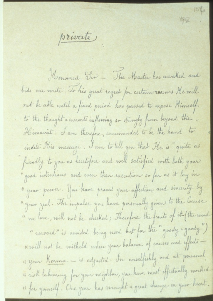 Thư Chân sư DL viết cho Ông Sinnett